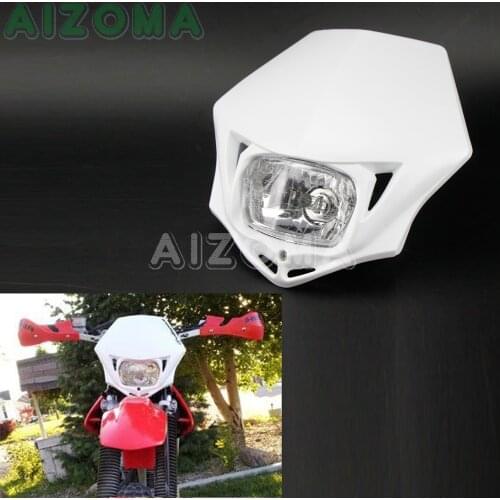White MX Enduro Headlight For Kawasaki Suzuki Yamaha Honda SX XR XT Motocross Off Road Supermoto Headlamp Fairing Universal