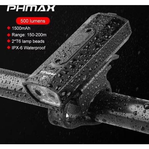 PHMAX Bicycle Light Set Waterproof MTB Bike Horn Light USB Rechargeable Solar LED Headlight Safety Warning Cycling Taillight