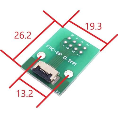 2 pcs Flexible Flat Cable FFC/FPC Connector Adapter 8 Pin 0.5 mm to 2.54 mm x 2.54 mm 2x4 Pin through hole DIP PCB TFT LCD