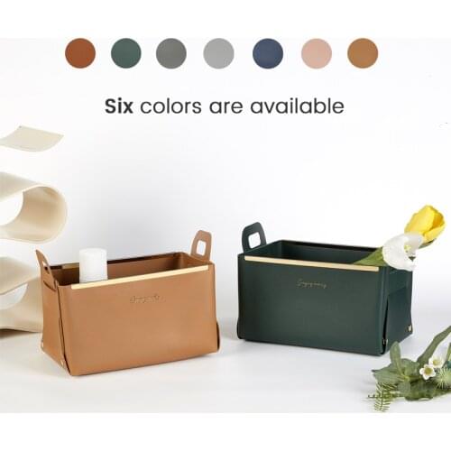 JINSERTA PU Leather Folding Tray Jewelry Cosmetic Container Box Home Desktop Phone WatchesSundries Decor Tray with Handle