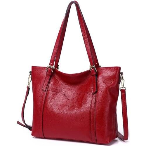 Classic genuine leather soft cow skin women handbags shopping bag high quality
