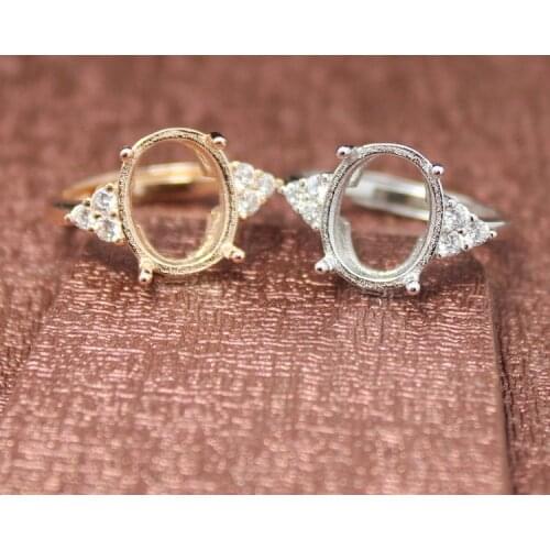 Angel Style oval shape rings basis S925 silver ring base shank prong setting stone inlaid jewelry DIY women nice