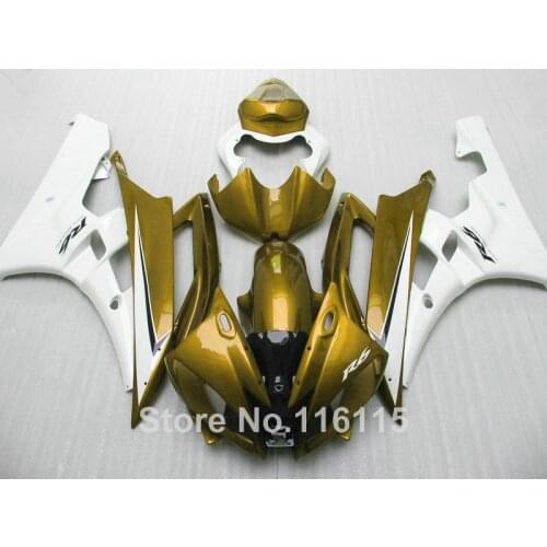 Fairing kit for yamaha r6 injection molding 2006 2007 golden white fairings set YZF R6 06 07 TS-097