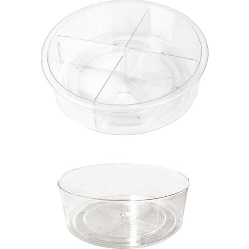 9/12 Inch Round Clear 360 Rotation Cabinet Organizer with Dividers Turntable Plastic Food Storage Container Spice Rack for