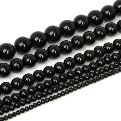 Hot Sale Fashion Nature Black Round Ball Beads Dyed 15" For DIY Jewelry making 3mm 4mm 6mm 8mm 10mm 12mm pick