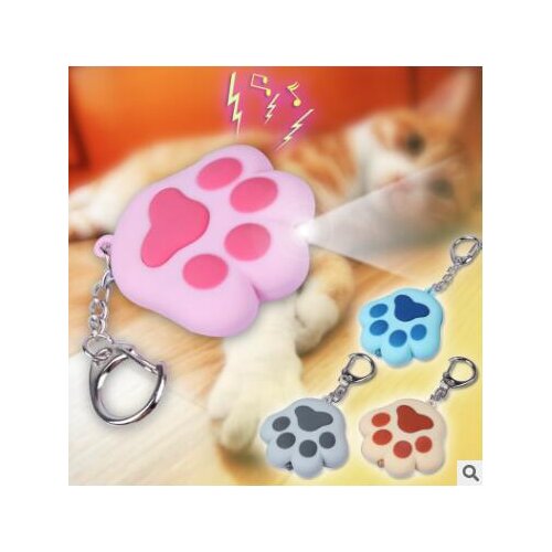 Cute Cat Claw Small Gift LED Luminous Sound Key Chain Circle Pendant Flashlight Keychain