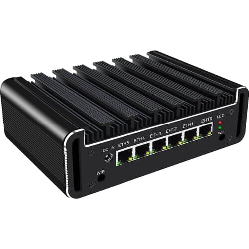 Fanless Mini PC Intel Core I3I5I7 Mini Desktop 8GB/16GB/32GB RAM 6 Gigabit LAN 2*Wifi Hole Industrial Host Computer Gaming PC