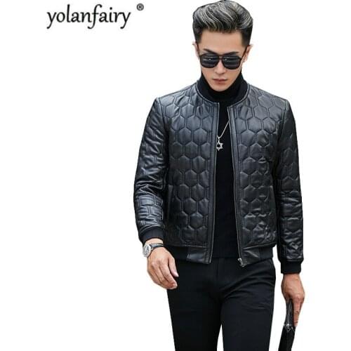 Mens Leather Jacket Real Sheepskin Coat Short Genuine Leather Jacket Men Autumn Bomber Jacket Parka Deri Mont SY9885G KJ3924