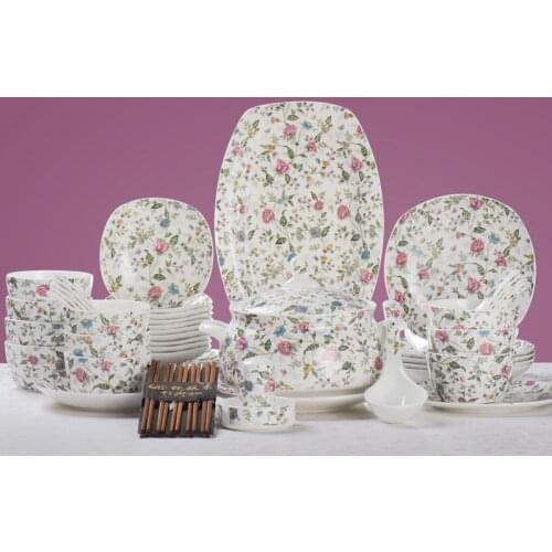 46pcs set, fine bone china dinnerware set, floral square dinner chafing dish set, dinner set bowl, kitchen cooking dining serve