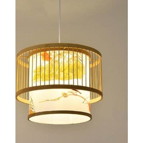 New Chinese Bamboo Pendent Lamp Japanese Pastoral lighting creative restaurant lighting tea room Individual bamboo decorative