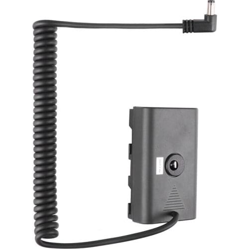 FOTGA NP-F Dummy Battery DC Coupler with Extendable Power Cable for NP-F970 F750 F550 to Power Video LED Light Camera