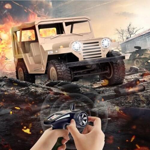 Boy Gift Simulation Military Outside Off-Road Jeep Car 2.4G 1/14 Scale Bright Headlight 4WD Army Climbing remote control RC Car