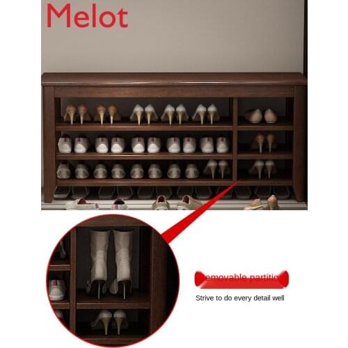 Pure Solid Wood Shoe Rack Simple Door Narrow Small Indoor Beautiful Home Sitting Multi-Layer Economical Storage Shoe Cabinet