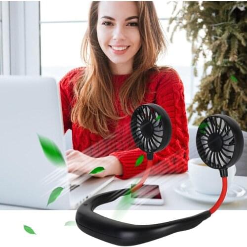 Portable Fan Hands-free Neck Band Hands-Free Hanging USB Rechargeable Dual Fan Mini Air Conditioner/Cooler Fan For Home Office