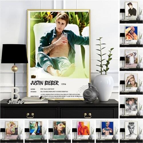 Justin Bieber Hot Singer Poster, Nordic Pop Music Singer Star Wall Painting, Music Star Art Prints, Bar Pub Club Wall Stickers