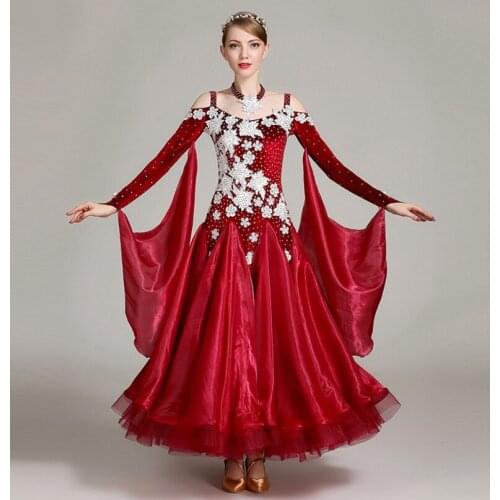 Luxury Ballroom dance Competition Waltz Standard dance dress Rhinestone Modern dresses Stage
