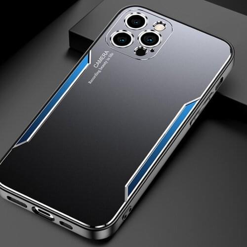 Luxury Aluminum Metal Backplane Matte Case For iPhone 12 11 Pro Max Mini X XS XR SE 2020 7 8 plus Shockproof Hard Phone Cover