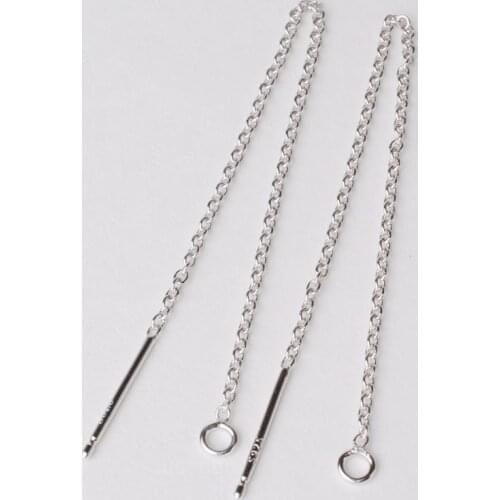 Solid 925 sterling silver ear thread, 1.2mm cable link chain earwire earrings with loop,wholesale