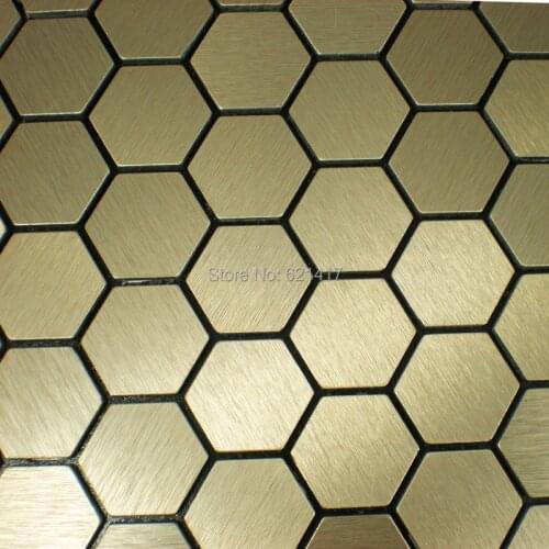 Hexagon aluminum plate adhesive self-adhesive mosaic tiles for kitchen backsplash decoration tiles HMSM1013