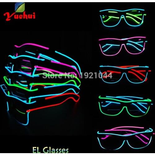 Trendy Sound Activated Double color Glasses EL Wire 5 style Powered By DC-3V Cold Light Tube Rope Flexible Neon Party Decoration