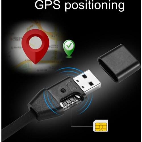 USB Data Cable GPS Tracker Locator Android/iPhone Mini Anti-lost Position Pickup Voice Activated Car Charger Positioning Finder