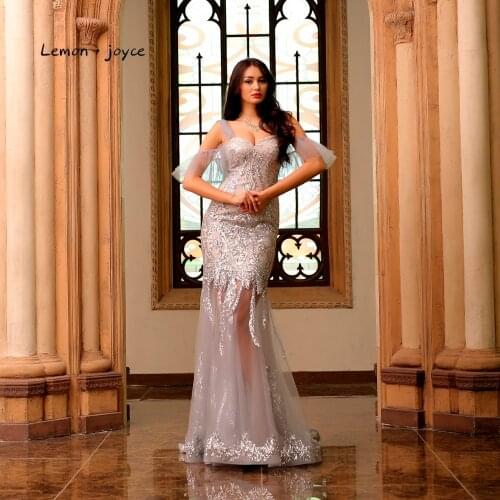 Lemon joyce Formal Evening Dresses 2020 Sexy Sweetheart Illusion Simple Prom Party Gowns Plus Size robe de soiree