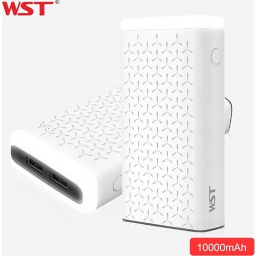 WST Brand Power Bank 10000mAh Dual USB Output Portable Charger Flaslight LED External Cell battery for Xiaomi iPhone Samsung