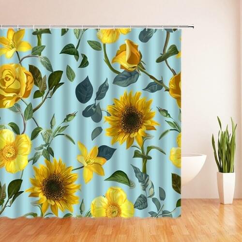 Flowers Shower Curtains Bath Curtain 180*180cm Waterproof printing Bathroom Home Washable Fabric Bathroom Screen With 12 Hooks
