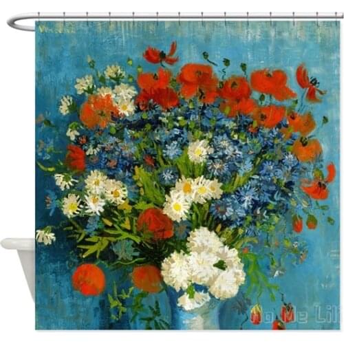 Van Gogh Cornflowers And Poppies Design Waterproof Shower Curtain Bathroom Accessories