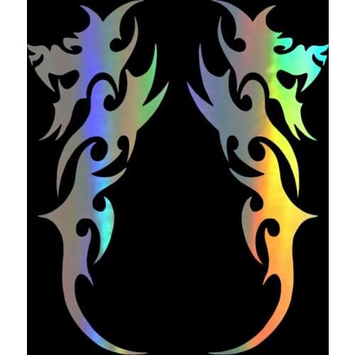 WaveHands Car Sticker 2x Tribal Dragon Fashion Reflective Warning Sign Funny Car Decal Sticker Vinyl Laser Car Styling