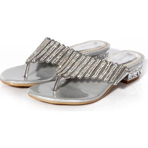 Womens Fashion Flat Shoes Slippers Flip Flops Rhinestone Crystal Dress Sandals