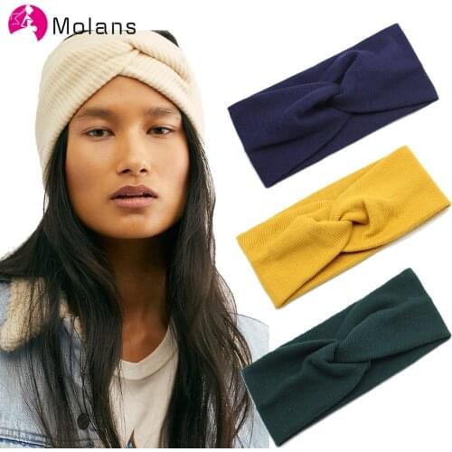 Molans 2020 Women Headband Cross Knot Knit Turban Headwear Soft Solid Girls Hairband Hair Accessories Twisted Knotted Headwrap
