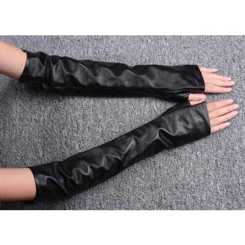 Semi-finger oversleeps womens design long gloves flat leather gloves t ruslana korshunova gloves thermal all-match