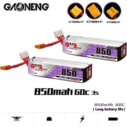 1/2Pcs GNB 3S 11.4V HV Lipo Battery 850mAh 60C/120C XT30U-F/XT60U-F/XT90H-F Plug for FPV Racing Drone 4 Axis UAV Quadcopter Part