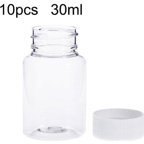 10Pcs 30ml Durable Brief Transparent Plastic Pill Bottles Salt Candy Case Storage Container Home Bathroom Kitchen Supplies