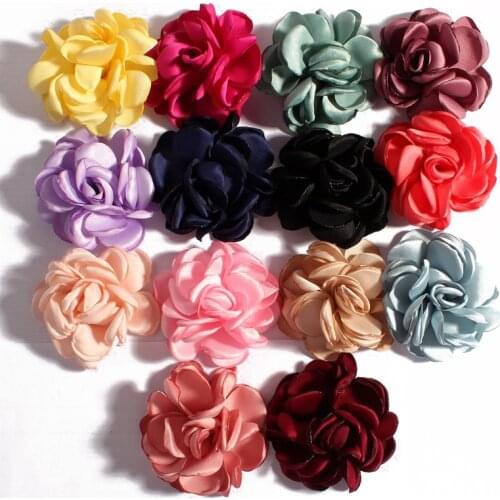 10Pcs 5.5CM Burned Edge Flower Boutique Flatback Artificial Soft Grilled Silk Fabric Flowers Wedding Party Home Floral Wreath