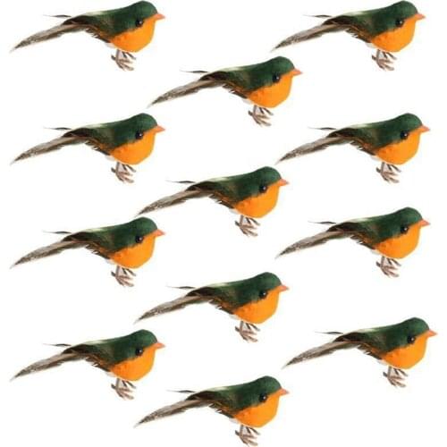 12PCS Robin Bird Christmas Tree Decoration Craft Artificial Feather Christmas Tree Ornaments Garden Decoration
