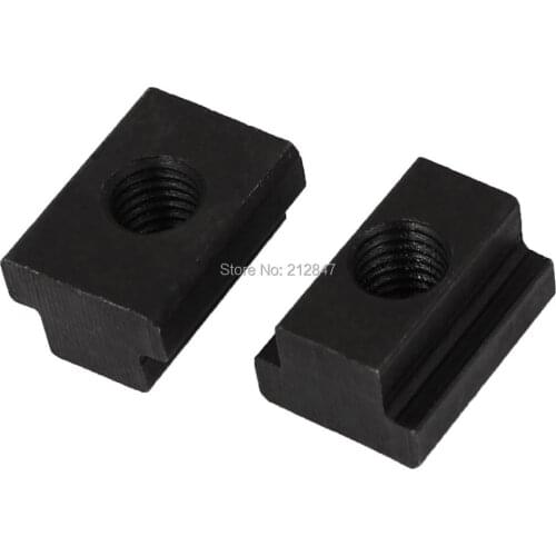 28mm x 22mm x 16mm M12 Tapped Carbon Steel T Slot Nuts Black 2 Pcs