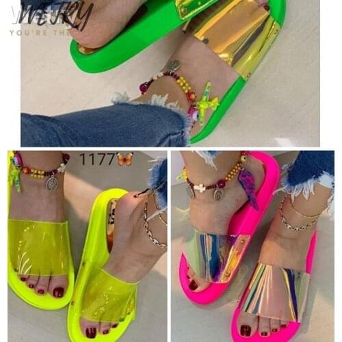 IN 2020 Bling summer women slipper new ladies open toe Comfort slip on flat Leisure sandals Female Outdoor beach shoes