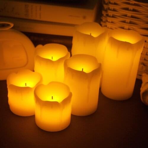 3pcs/lot Flameless Electronic LED Candles Lamp Cylindrical Flickering Yellow LED Tea Light Wedding Party Decoration Gifts New