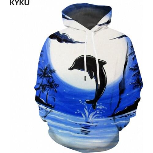 3d Hoodies Dolphin Hoodie Men Animal Sweatshirt Printed Moon Hooded Casual Punk Rock 3d Printed Mens Clothing Funny Autumn New