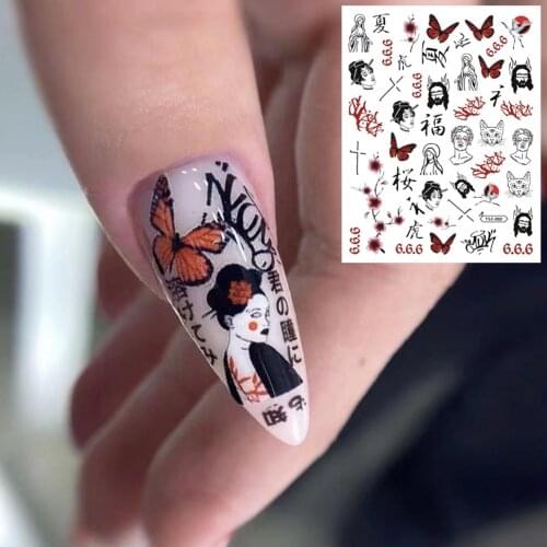 4 colors line series SHE-93 WHITE BLACK GOLDLINE 3d nail art stickers decal template diy nail tool decorations