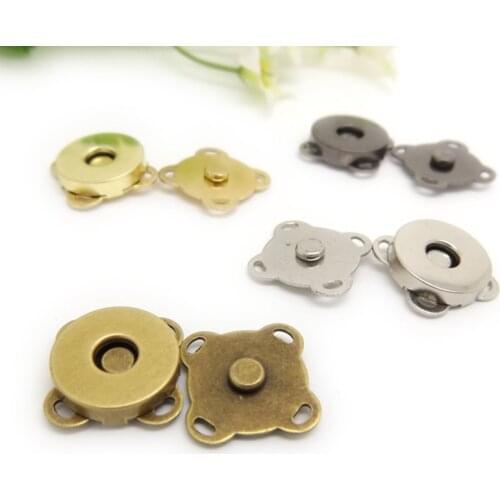 8PCS 14mm/ 18mm 0.55/0.7''in Gold/Silver/Gunblack/Antique Sewing DIY Magnetic Snaps Purse Clasp Closures Metal Button Bag Craft