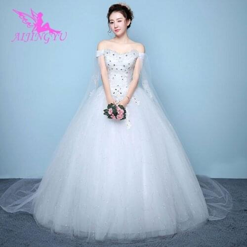 AIJINGYU 2021 sweet Customized new hot selling cheap ball gown lace up back formal bride dresses wedding dress WK863