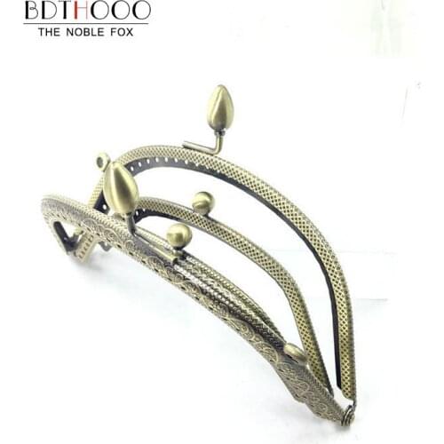 10pcs/ Set 14cm Metal Purse Frame Handle for Clutch Bag Handbag Accessories Making Kiss Clasp Lock Antique Bronze Bags Hardware