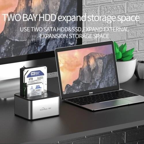 Hot Sale Hdd Box 3.5 Reader 2-Bay Sata Usb 3.0 Hdd Usb Adapter for 6tb Hot Swap 3.5/2.5" with Clone External Hdd Docking Station