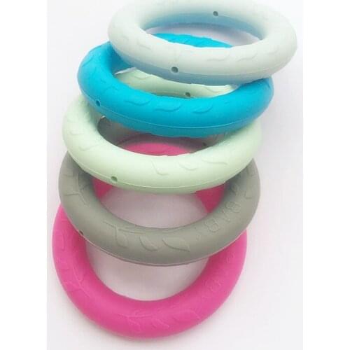 Chenkai 5PCS BPA Free DIY Silicone O Ring Teether Pendant Beads Baby LOVE Pacifier Dummy Bite Sensory Toy Accessories