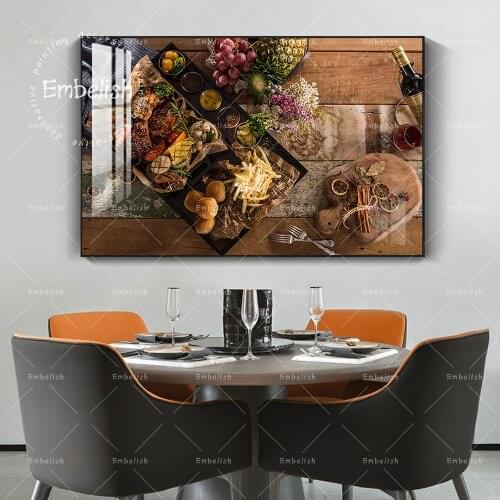 Food And Fruits On Plate Modern Artworks For Kitchen Home Decor Pictures Dinning Room Wall Posters HD Print Canvas Oil Paintings