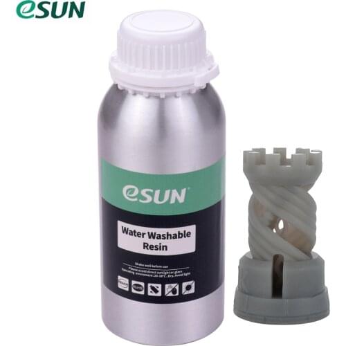 ESUN Water Washable Resin for LCD 3D Printer Aluminum Bottle Liquid Printing Material 76D Hardness Consumables 500g/Bottle Grey