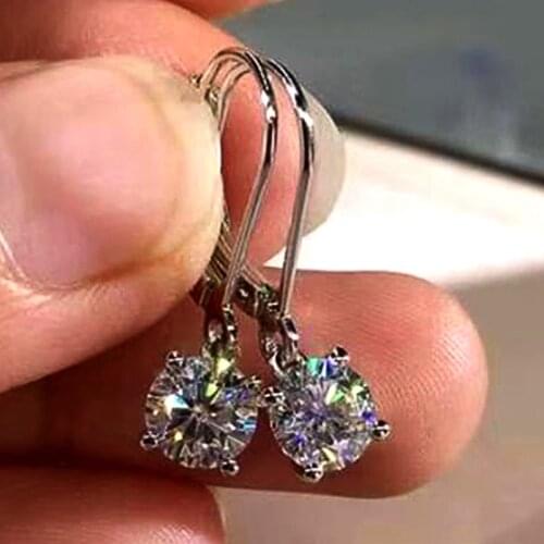 Huitan 2021 Temperament Sweet Womens Drop Earring High-quality Silver Color Female Wedding Party Earring Luxury CZ Jewelry Gift
